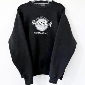 Vintage 90s Hard Rock Cafe San Francisco Dark Grey Embroidered Sweatshirt size M